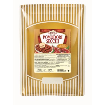 Pomidorai džiovinti saulėje pjaustyti, aliejuje, DEMETRA, 1,5 kg / 1,2 kg